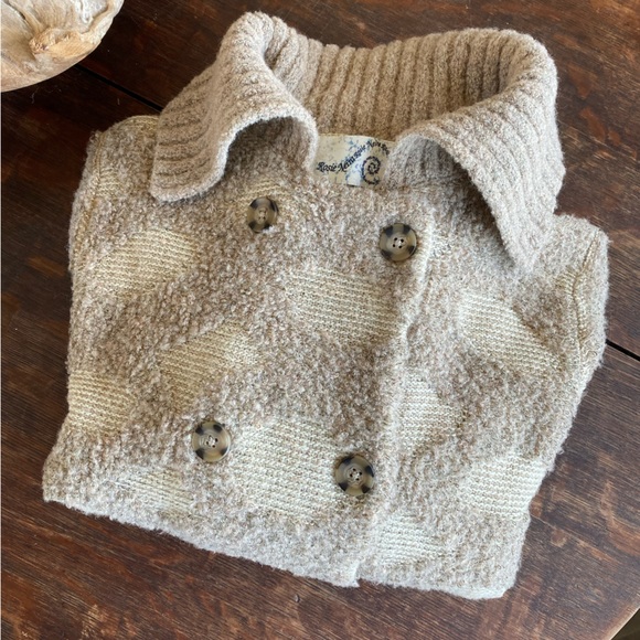 Anthropologie Rosie Neira Intarsia Lattice Double Breasted Cardigan - Picture 8 of 8